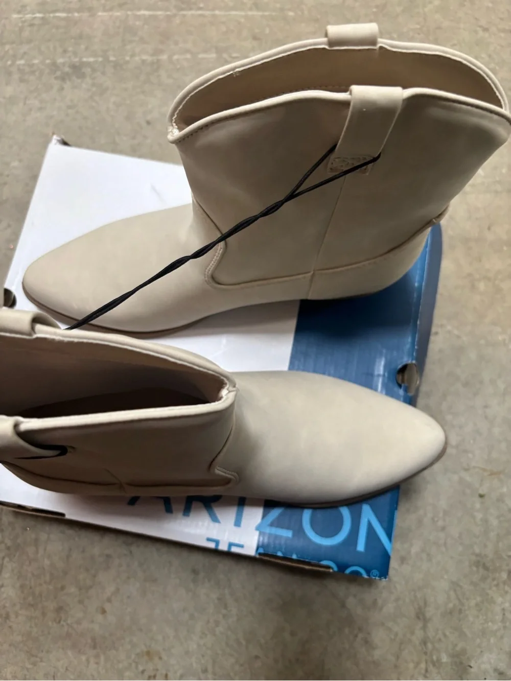 Arizona Jean Company Cream Pointed Toe Mid-Calf Boots